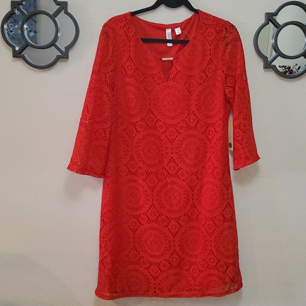 CROCHET KNIT RED DRESS